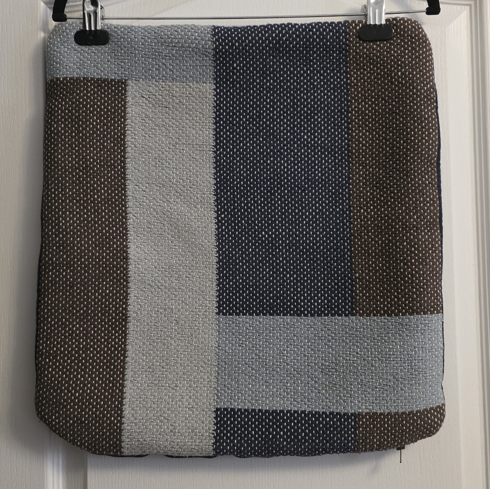 OUI | Set Of 2 | Pillow Covers | 18" x 18" |Blue, Brown & White